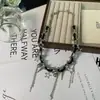 Gargantilla de Cuero con Estrella para Niñas Acero de Titanio Diseño de Nicho Estilo Genial Hip-Hop Americano Cadena para Suéter de Pareja