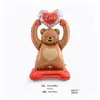 Novos balões de folha de alumínio em formato de urso com coração em pé e formato de rosa para o Dia dos Namorados transfronteiriço e decorações de casamento