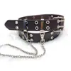 Cinturón Europeo y Americano de Doble Hebilla de Pin para Hip-Hop con Decoración de Cadena de Moda, Cinturón Casual para Jeans con Doble Ojales, Cinturón de Cuero Estilo Punk