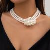 Estilo europeu e americano moda retro costura atada multi-camada imitação de pérola colar de pérolas francês frisado clavícula cadeia gargantilha