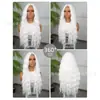 Peluca de encaje tipo 4*2U cabello blanco largo rizado onda de agua juego completo para toda la cabeza peluca de fibra química resistente a altas temperaturas Halloween