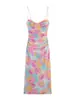 Nuevo Producto Verano 2026 Estilo Europeo y Americano Sexy Ajustado Estampado Malla de Seda Midi Tirantes Vestido de Longitud Media 4661/373