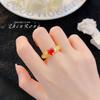 Anillo italiano de artesanía cepillada vintage Esmeralda Lujo cuadrado diamante estilo palacio medio antiguo anillo para mujer con corazón de diamantes completo