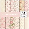 12 Piezas de Compra Directa Transfronteriza Papel para Material de Álbum de Fotos y Diario DIY, Papel de Fondo Floral Rosa para el Día de San Valentín, Papel con Patrones