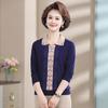 Suéter de solapa para otoño e invierno para mujeres de mediana edad y ancianas, ropa para madres de 50 y 60 años, camisa pequeña, estilo occidental, top de fondo