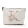 Bolsa de Cosméticos para Mujer Serie Alfabeto Inglés Impreso Densamente, Bolsa de Almacenamiento de Mano para Cosméticos y Joyería, Impermeable