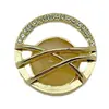 Botón de Metal Semi-circular Hueco Incrustado con Diamantes de Moda Exquisita para Abrigo Traje Suéter de Punto Chaqueta Suéter Hebilla Decorativa