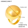 Anillo francés retro gordito esférico personalidad diseño exagerado acero inoxidable chapado en oro real de 18k anillo al por mayor