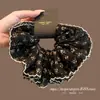 Nudo de Pelo Nuevo Otoño 2025 con Borde de Encaje Negro Estampado para Mujer con Estilo Francés, Nudo de Pelo de Alta Gama en la Parte Posterior de la Cabeza