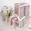 Caja de embalaje transparente para pastel de cumpleaños 68/10 12 pulgadas doble altura cuadrada mano caja vacía fabricantes