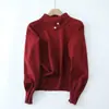 Diseño Nuevo Otoño/Invierno Cuello Alto Botón Doble Tejido para Mujer Suave Pegajoso Adelgazante Temperamento Abrigo Versátil Suéter Holgado