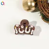 Qiyue Pinza Navideña de Acrílico Transfronteriza para el Cabello Femenina Dibujo Animado Papá Noel Hombre de Jengibre Pinza de Tiburón Navideño