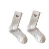 Calcetines de algodón para hombre y mujer, con dibujos animados en blanco y negro, de longitud media, bordados para parejas, para estudiantes, para combinar con todo, de caña alta, deportivos, de moda.
