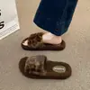 Pantuflas Peludas de Nicho Temperamento Esponjoso Estampado de Leopardo Moda Retro Persona Perezosa Suela Suave Cómodas para el Hogar Pantuflas de Una Tira Venta al por Mayor