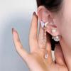 Pendientes sin orejas con borlas de diamantes de imitación y perlas de dulce niña, con clip de hueso de oreja de mariposa, súper pendientes de moda de hada