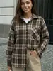 Camisa de Manga Larga a Cuadros y Rayas Versátil Estilo Retro Amazon OZON con Bolsillo para Mujer Primavera/Otoño 2026