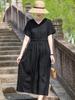 Vestido de Cuadros Estilo Francés Negro Modelo Nuevo 2026 para Mujer, Estilo de Verano de Alta Gama, Elegante Vestido Largo de Algodón para Mamá Joven