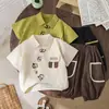 Traje de Niño Verano 2025 Nueva Ropa de Verano para Niños Niños Pequeños y Medianos Camisas Casuales de Manga Corta de Moda para Niños Ropa Infantil al por Mayor