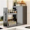 Prateleira de Armazenamento de Temperos Extraível para Cozinha Organizador Multifuncional de Condimentos para Bancada Caixa Lateral Ultra-Estreita à Prova de Poeira Armário