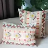 Fronha de Almofada Estampada de Linho Boêmio Acolchoado Estilo Étnico Almofada Decorativa para Encosto de Sofá Quarto Mesinha de Cabeceira