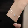 Pulseira Versátil de Prata de Lei S925 com Bola de Zircônia Cintilante Joias de Nicho Elegantes Pulseira Simples de Diamantes Pequenos Acessórios de Moda