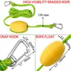 Cuerda Verde para Muelle con Gancho de Resorte, Bola Flotante, Cuerda de Amarre Marina, Cuerda de Muelle, Cuerda de Ancla, Accesorios para Cuerda de Remolque de Lanchas