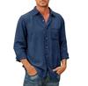 Camisa de otoño 2023 para hombre de Amazon, nueva, con solapa, color liso, bolsillo, botonadura sencilla, manga larga