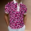 Comercio Exterior Otoño Nuevo Camisa POLO para Hombre Camiseta Casual de Manga Corta con Cuello Camisa POLO de Manga Corta con Cremallera Estampado 3D