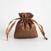 Bolsa de Armazenamento de Cetim de Seda com Cordão para Joias e Cosméticos, Pequena Bolsa de Tecido para Joias, Bolsa de Presente à Prova de Poeira para Doces