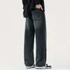 Nuevos jeans para hombre de otoño e invierno, corte recto holgado, cintura elástica, acabado lavado, estilo americano retro, pantalones largos casuales