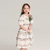 Pudding Haru Roupa Infantil Saia Estilo Western para Menina 2025 Verão Novo Infantil Estilo Mori Vestido Cinturado com Manga Bufante