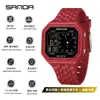 Reloj Multifuncional Sanda Ocio al Aire Libre Estudiante Luminoso Doble Hora Resistente al Agua Cronometraje Cuadrado Reloj Electrónico