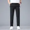 Roupas Masculinas Fengshe / Calça Casual Masculina de Verão, Fina, Slim Fit, Alta Elasticidade, Patchwork de Malha, Perna Reta