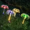 Luz ambiental decorativa alimentada por energía solar LED de fibra óptica medusa exterior impermeable patio jardín área de villa luz de estaca de tierra fábrica