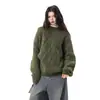 Nuevo Suéter de Punto Cruz Cuello Redondo para Mujer Otoño Invierno Retro Holgado Casual Versátil Top de Punto
