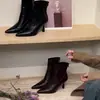 Primer Encuentro Jifa Botines de Tacón Alto con Punta Francesa Cremallera Trasera Adelgazante Elegantes Retro Tacón Delgado Botas Ajustadas Botines Pequeños Color Nude para Mujer Mujer