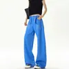 Pantalones de chándal de estilo americano con hebilla de París bordados y bloques de color para hombre y mujer, marca de moda de verano, pantalones rectos sencillos y fluidos, pantalones largos casuales holgados