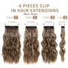 Set de Extensiones de Cabello Sintético con Pinzas 6 Piezas Exportación 13 Pinzas Peluca Larga Rizada en Stock Peluca Rizada Pieza de Cabello Ondulado