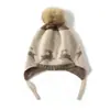Gorro de Cachemira Tejido Gorro de Cachemira para Mujer Jacquard de Ciervo Cálido de Invierno para Niños y Niñas Gorro de Lana de Aguja Bola de Pelo Cordón