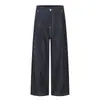 Pantalones casuales de pierna recta de alta calle americanos para hombre, marca trendy vibe, diseño único con bolsillos de costura visible, pantalones holgados de pierna ancha