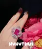 Joias de Luxo Paparatcha Impatiens Anel Floral Rosa com Pedras Preciosas Brincos Florais com Strass Feitos Sob Medida para Mulheres Ricas