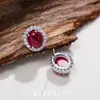 Pendientes de Plata de Ley S925 con Cierre de Mariposa Lujo Accesible Retro Rubí Huevo de Paloma Llenos de Circonita Pendientes de Moda de Gama Alta para Mujer