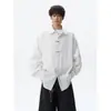 Nueva Camisa de Manga Larga con Broche Metálico Estilo Chino para Hombre Talla Grande Holgada Moderna Casual Jacquard Casual