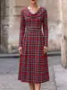 Otoño/Invierno 2026 Ropa Nueva Transfronteriza Europea y Americana para Mujer Estación Independiente de Amazon Vestido Largo a Cuadros Vestido Estampado para Mujer