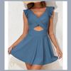 Roupa de Banho Explosiva Transfronteiriça Feminina com Saia Cruzada Franzida Tankini Roupa de Banho Amazon Comércio Exterior Roupa de Banho