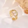 Anel Popular Exquisito Pedra Branca Super Brilhante Nicho Luxo Leve Personalizado Feminino Aberto Ajustável Conjunto de Anéis de Alta Qualidade