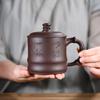 Filtro de Chá Pote de Areia Roxa Yixing Puro Feito à Mão com Tampa Copo de Chá Kung Fu Doméstico Elegante Folha de Bambu Copo