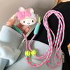 Cachorro de dibujos animados rosa diablito funda para teléfono clip trasero niña corazón estilo ins correa de cuerda cruzada halter ajustable