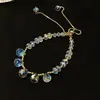 Pulsera de Cristal de Color Super Brillante Estilo Coreano ins Bañada en Oro Real Pulsera Sencilla Estilo Frío para Novia Ajustable con Cordón