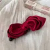 Pinza de Plátano de Satén Francés con Lazo Dulce y Dientes, Antideslizante, Pinza Vertical de Gama Alta, Pinza para Retorcer el Cabello, Pinza para Cola de Caballo